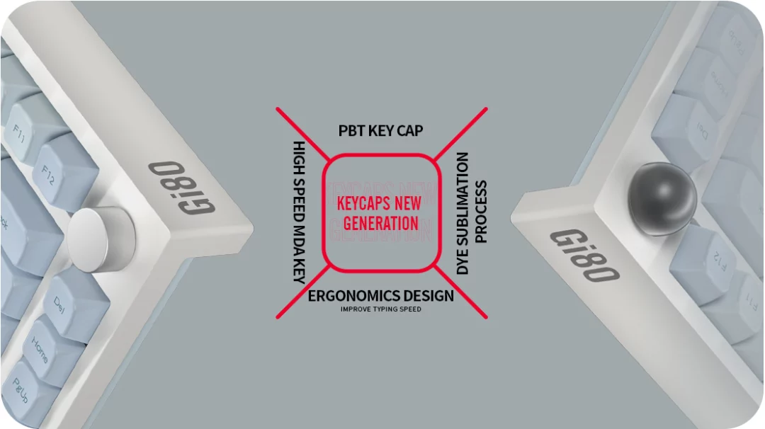 1STPLAYER CLEAR 75% MDA PBT KEYCAPS 81 KEYS WITH KNOB WIRELESS KEYBOARD