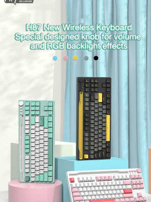 Royal Kludge H87 TKL Special U-Socket/ Knob One-Key Switching / USB HUB / 3 Mode/ RGB hot-swappable