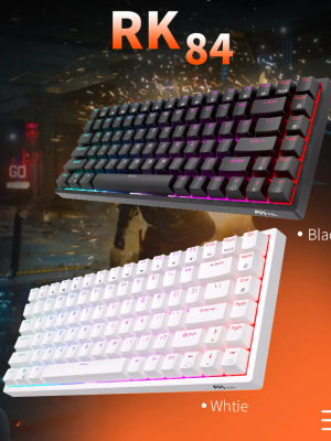 Royal Kludge RK84 RGB Hot swap คีย์บอร์ดเกมมิ่ง 3 mode ไร้สายบลูทูธและมีสาย เปลี่ยนสวิตซ์ได้ เลเซอร์ไทย - English