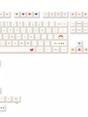 Royal Kludge CHERRY profile heart 3d white black dye sublimation 126 keycaps PBT keycaps