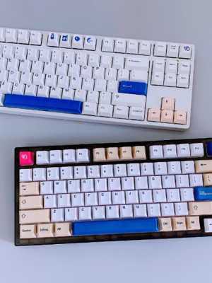 GPlanet เซ็ตปุ่มคีย์แคป OEM โปรไฟล์ White / Gray Soy Milk Keycaps