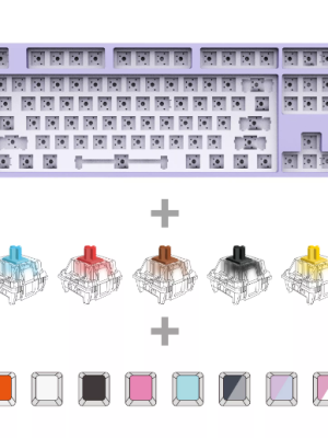 1STPLAYER UNI-Q Pro TKL 87 KEYS Purple/ GATERON SWITCH / RGB / HOT SWAP / WIRED KEYBOARD COMPLETED SET