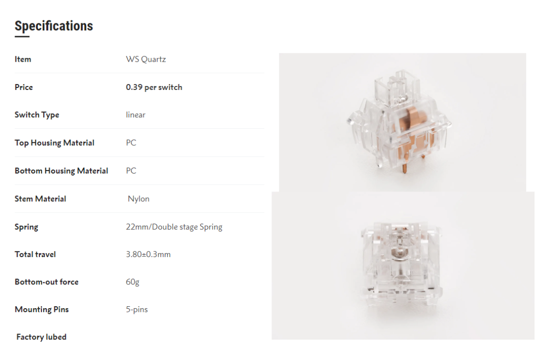 WUQUE SWITCH SERIES LINEAR AND TACTILE