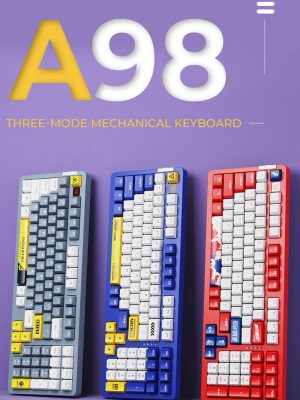 DAREU A98 Pro Wireless Mechanical แมคคานิคอลคีย์บอร์ดไร้สาย Sky Blue Switch RGB Backlight PBT Keycaps Gasket Structure