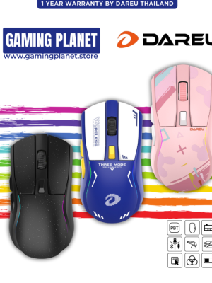 DAREU A950 เม้าส์ไร้สาย Tri-mode 2.4G Wired Bluetooth มีไฟ RGB พร้อมแท่นชาร์จไฟ RGB Charging Dock