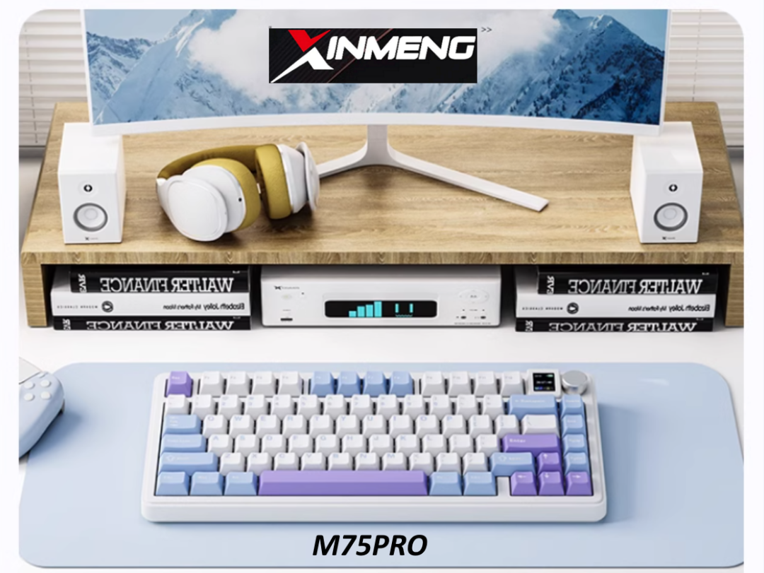 XINMENG M75 Pro Gasket RGB คีย์บอร์ด พร้อมจอ ไร้สาย Hot-swap 3 โหมด โครงสร้าง gasket leaf spring