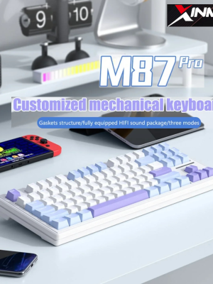 XINMENG M87 Pro-Mechanical keyboard-คีย์บอร์ดทรง TKL ไร้สาย Hot-swap 3 โหมด โครงสร้าง gasket