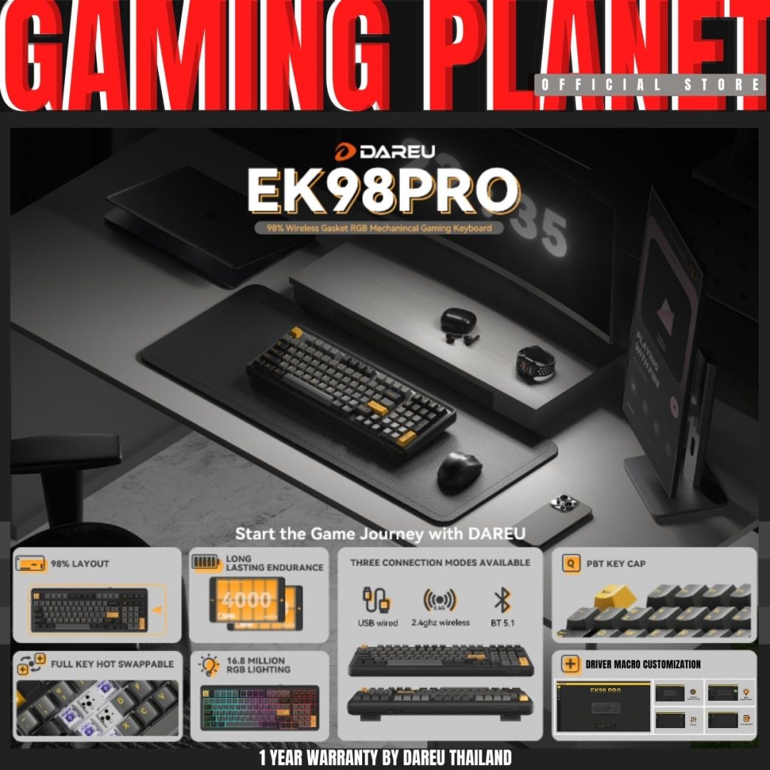 DAREU EK98pro Wireless Mechanical Keyboard,Tri-Mode BT/2.4GHz/USB-C RGB Backlit Gaming Keyboard